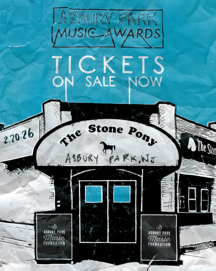 Crumpled poster for Asbury Park Music Awards at The Stone Pony in NJ. 